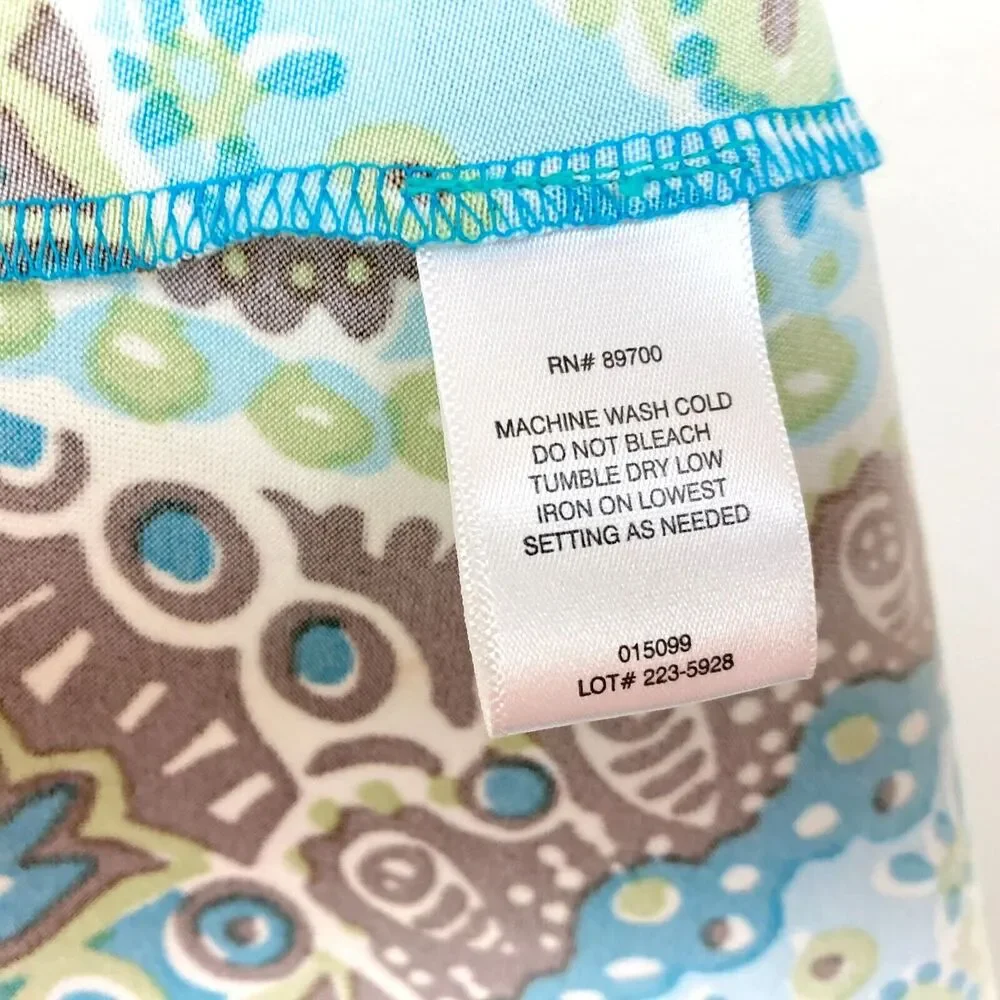 Liz Claiborne A-Line Maxi Dress Size 10 V-Neck High Waist Brown Blue Green